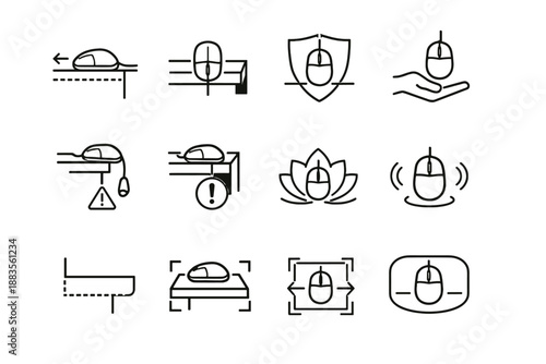 Vector boundary prevention drop logic icons planning safety mouse focus clearance icon