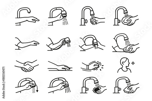 Focus vector angle icon faucet silhouette reduction strain wrist calm neutral ergonomic