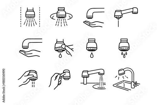 Silhouette faucet drip usage logic vector under icon guard minimalist icons clearance