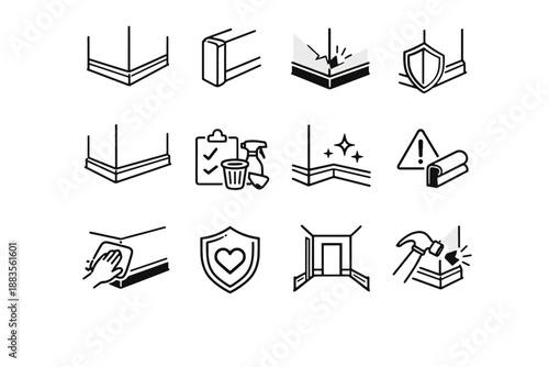 Interior focus baseboard vector calm readiness minimalist home icons icon hallway damage
