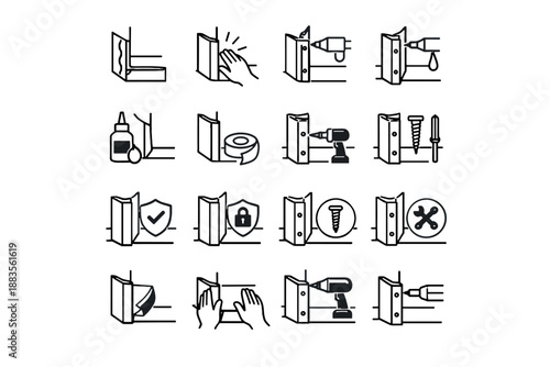 Icon fixing hallway attachment protection focus installation setup vs icons vector secure