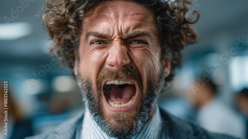 Wallpaper Mural Businessman expresses anger and frustration at workplace during meeting in office setting amid emotional stress Torontodigital.ca