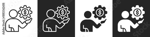 Broker Service Line And Solid Icon In White And Black Background