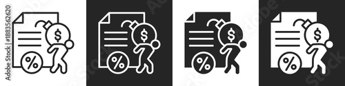Debt Management Line And Solid Icon In White And Black Background