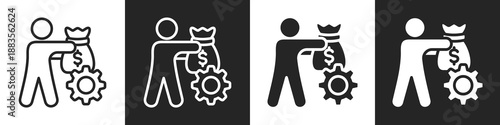 Wealth Management Line And Solid Icon In White And Black Background