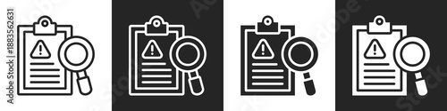 Risk Assessment Line And Solid Icon In White And Black Background