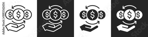 Currency Exchange Line And Solid Icon In White And Black Background