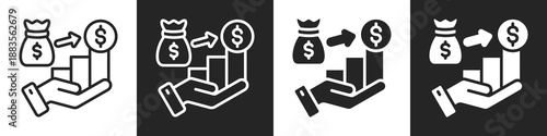 Investment Chart Line And Solid Icon In White And Black Background