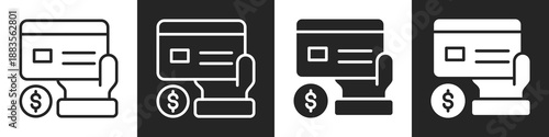 Credit Card Line And Solid Icon In White And Black Background