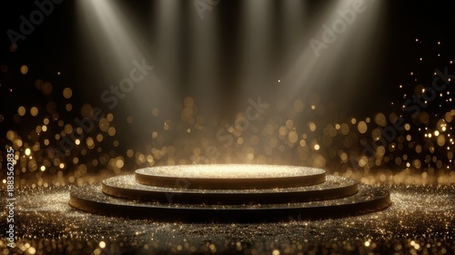 Wallpaper Mural Celebration at a golden podium with sparkling lights during an award ceremony in a festive nighttime setting Torontodigital.ca