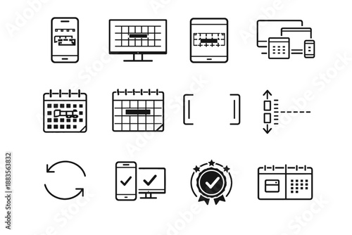 Highlight layout vector icons adaptive calendar minimalist icon range density mobile mode