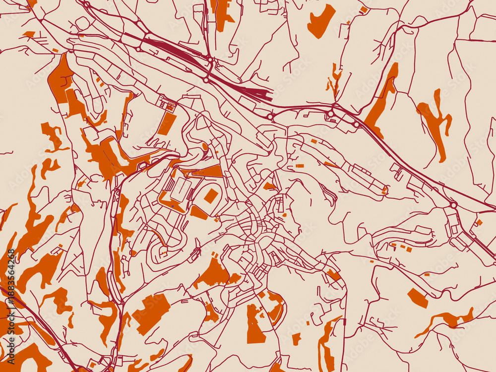 Naklejka premium Siena street grid map, Italy