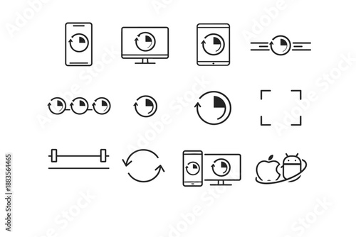 Mobile clamp simple generation retry rotate marker tablet icon vector desktop layout