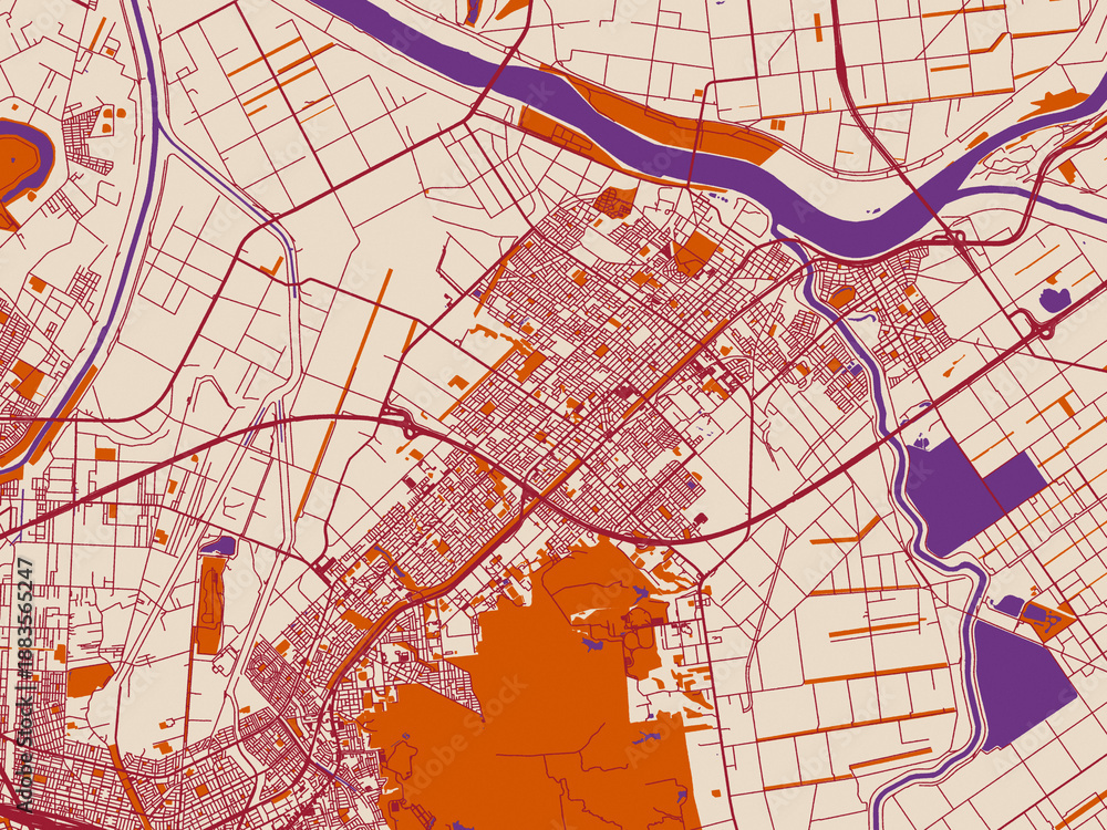 Obraz premium Clean urban street map of Ebetsu, Japan