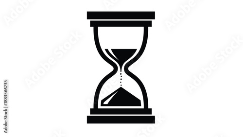  silhouette of an hourglass, representing time, duration, waiting, the passage of time in a minimalist graphic icon.