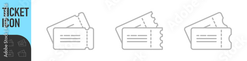 Ticket icon. Set of Tickets symbol. Thin linear graphic pictogram for website, mobile application. Collection of Template Tickets and Coupons, vector illustrations