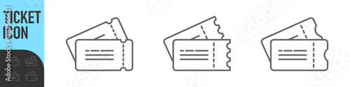 Ticket icon. Set of Tickets symbol. Thin linear graphic pictogram for website, mobile application. Collection of Template Tickets and Coupons, vector illustrations