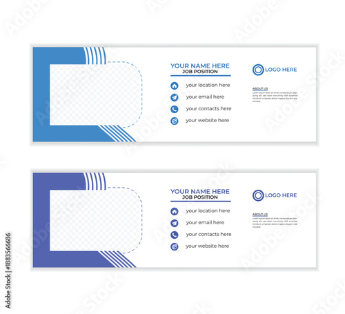 Email signature banner vector template. Clean and Creative email signature.