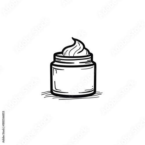 Cream jar with swirled product top in minimalistic style  