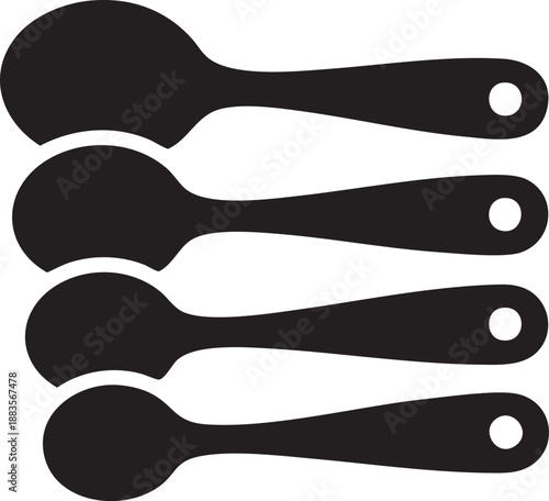 Measuring Spoon Set Silhouette – Kitchen Utensil Icons Black Minimal Cooking Tools Collection