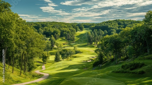 Wallpaper Mural Emerald grass and trees line a pristine golf course landscape Torontodigital.ca