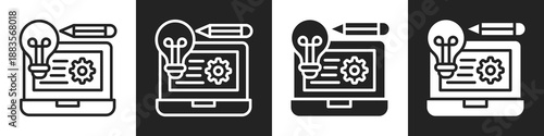 Creation Line And Solid Icon In White And Black Background