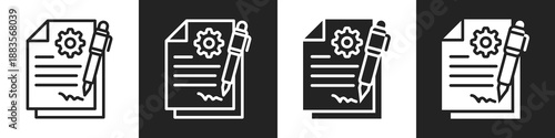 Contract Line And Solid Icon In White And Black Background