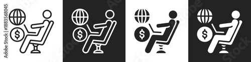 Freelance Line And Solid Icon In White And Black Background
