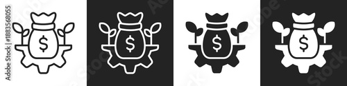Compensation Line And Solid Icon In White And Black Background