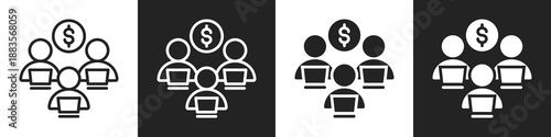 Worker Line And Solid Icon In White And Black Background
