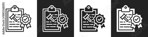Legal Line And Solid Icon In White And Black Background