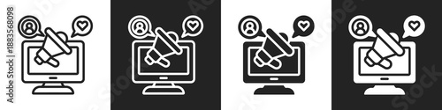 Internet Marketing Line And Solid Icon In White And Black Background
