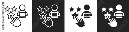 Rate Line And Solid Icon In White And Black Background