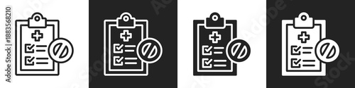 No Medical Insurance Line And Solid Icon In White And Black Background