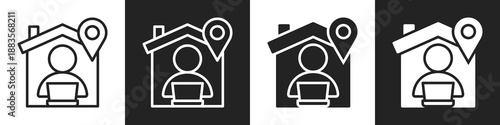 Work Location Line And Solid Icon In White And Black Background