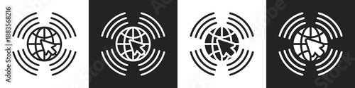 Internet Line And Solid Icon In White And Black Background