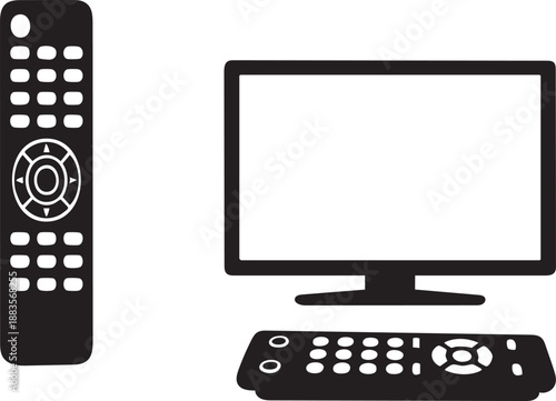 Television, Remote Control and Set Top Box Icon Silhouette 