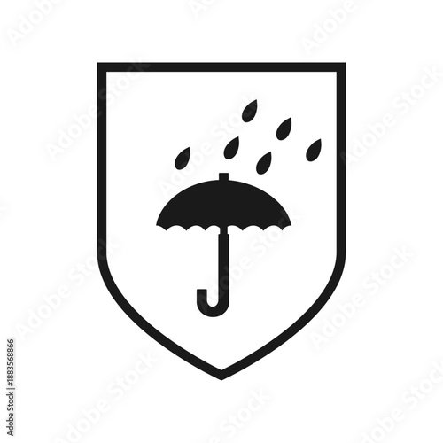 Warning sign. Rain protection. Adverse weather conditions