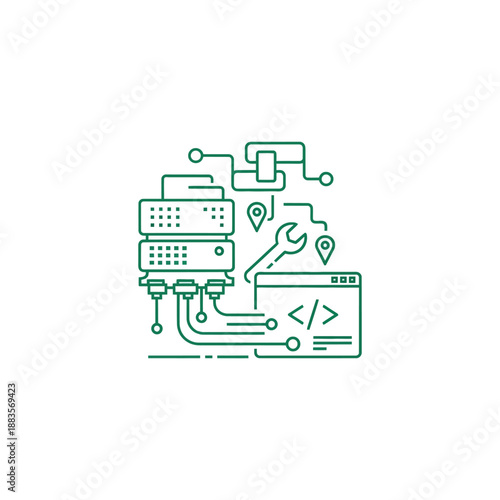 Complex system configuration and coding interface with various tools and servers connected