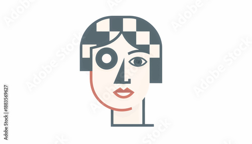 Abstract geometric portrait of a woman. Flat design vector illustration with asymmetrical features. Modern minimalist avatar concept