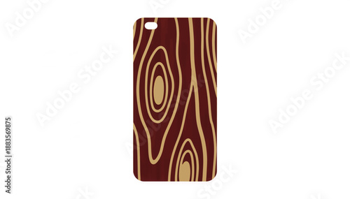 Smartphone case with stylized wood grain texture. Mobile phone back cover illustration. Flat vector design
