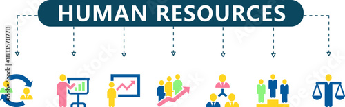 Human Resources Infographic 7 Workforce and Talent Management Icons in Multi-Color for HR Analytics, Organizational Development and Corporate Presentations