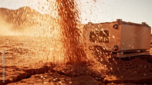 Mars Exploration: A groundbreaking image of a research probe on the surface of mars, symbolizing the vast landscape exploration of our space