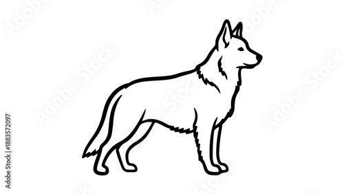 A minimalist vector illustration of a German Shepherd dog in a standing position