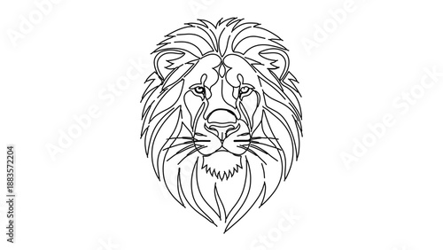 A minimalist line art illustration of a lion's head in a simple yet majestic design