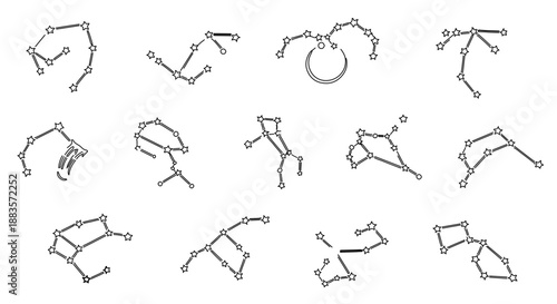 A set of minimalist yoga poses illustrated in a simple line art style