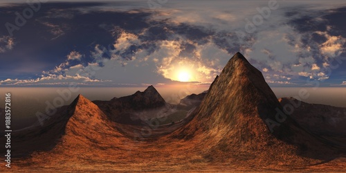 Panorama of Canyon. HDRI . equidistant projection. Spherical panorama. panorama 360. environment map, landscape, 3d rendering