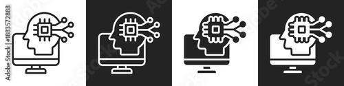 Human Computer Interaction Line And Solid Icon In White And Black Background