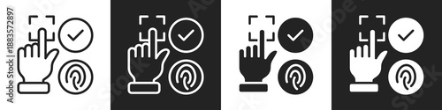 Biometrics Line And Solid Icon In White And Black Background