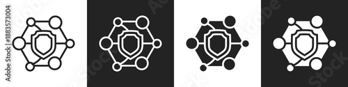 Cybersecurity Line And Solid Icon In White And Black Background